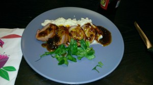 Pork tenderloin with pureed cauliflower